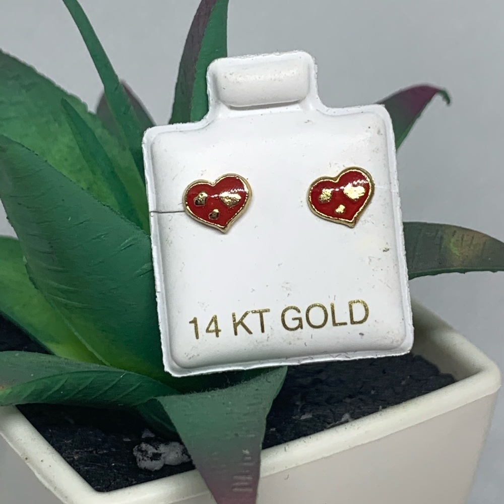 ♥️14k Heart Earrings - Picture 3 of 6